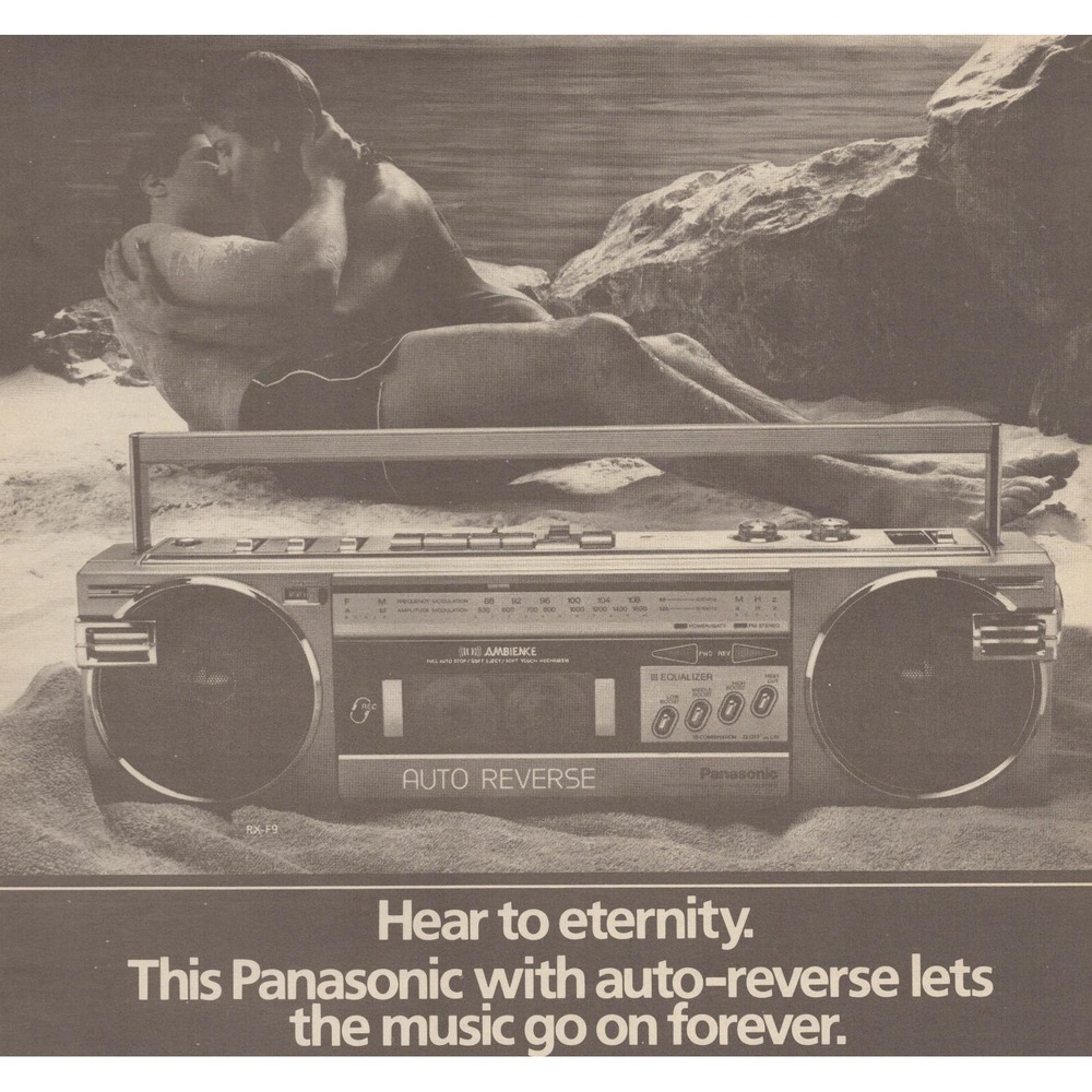 Vintage 1985 Panasonic Boombox Print Ad Cassette Stereo 80s Audio Beach Romance